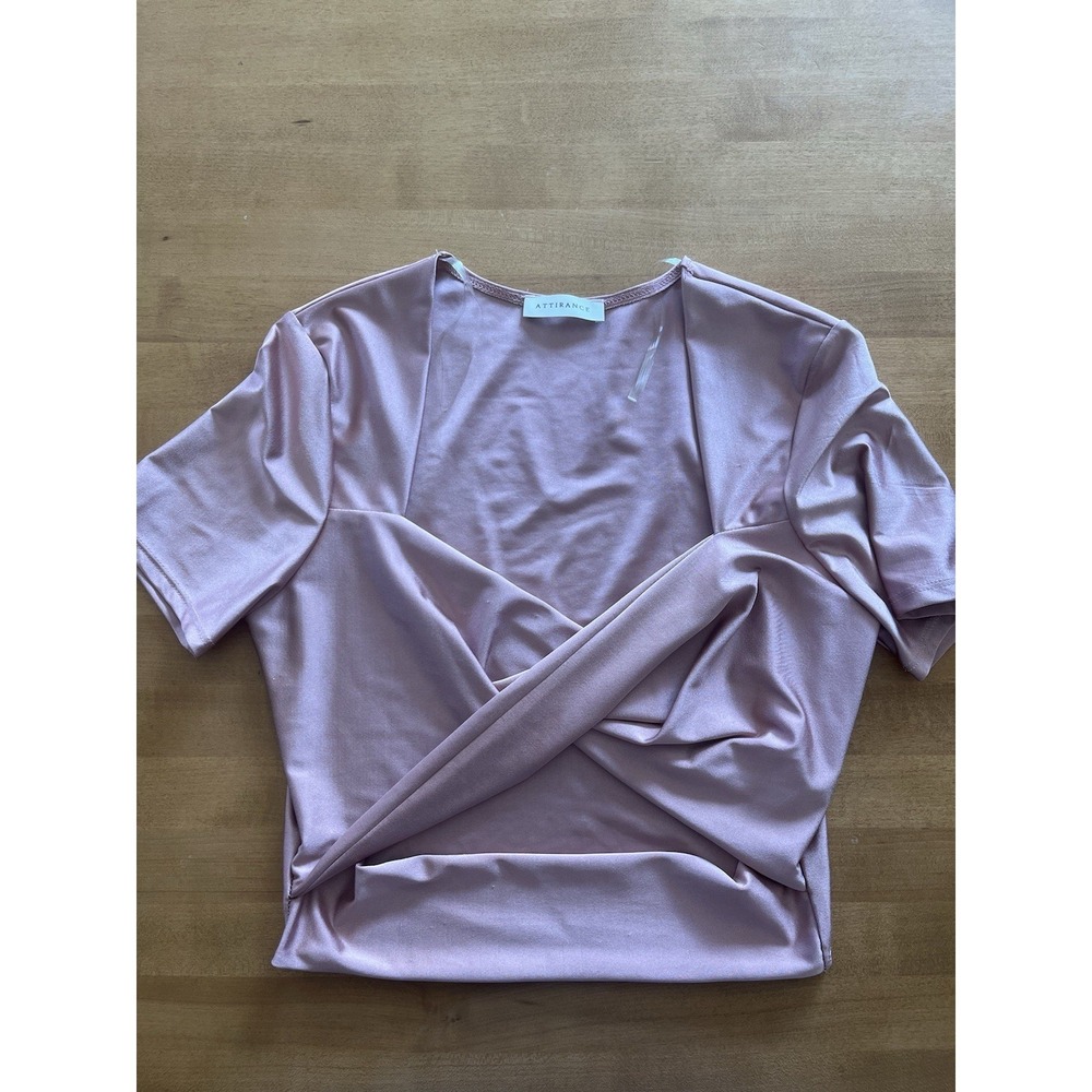 Attirance Women's‎ Pink Shimmer Metallic Crop Top Club Wear